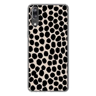 Produktbild von MuchoWow® Handyhülle Schutzhülle Hülle für Huawei P20 Polka dots - Schwarz - Beige Silikon Softcase Handy Hülle - Hardcover