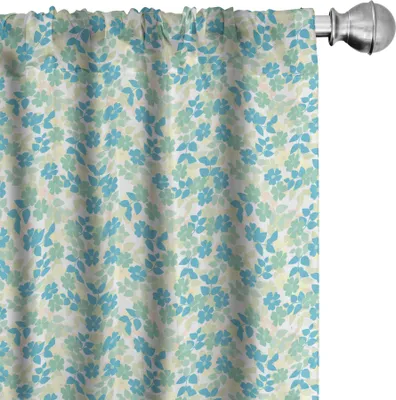 Produktbild von ABAKUHAUS Blume Vorhänge, Gardinen, Blumen Blätter Vintage Style Klassische Nostalgie Sommerzeit Kunst, 2 Stück 75 x 245 cm, Mandelgrün Blassgelb
