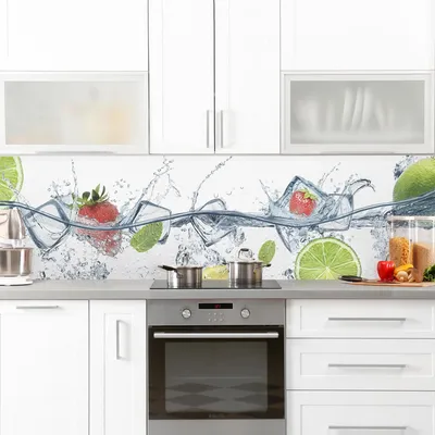 Produktbild von Küchenrückwand Kulinarisch selbstklebend - 0.35 mm Wandpaneel wasserfest Obst weiss Motiv Spritzschutz fugenlos