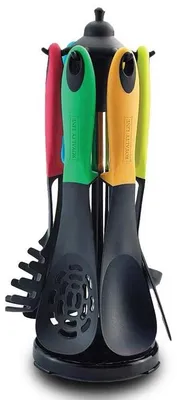 Imagen del producto de Conjunto de utensilios de cocina con soporte giratorio y apto para lavavajillas