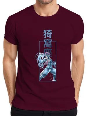 Produktbild von Akaza Dämonenkrieger Anime Kampfkunst Blaue Streifen Japan Y2K Herren T-Shirt, Burgundy, XXL