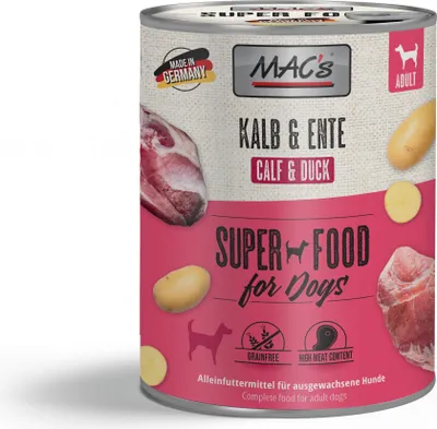 Produktbild von MAC´s 6x800g Kalb & Ente Nassfutter für Hunde getreidefrei & naturell