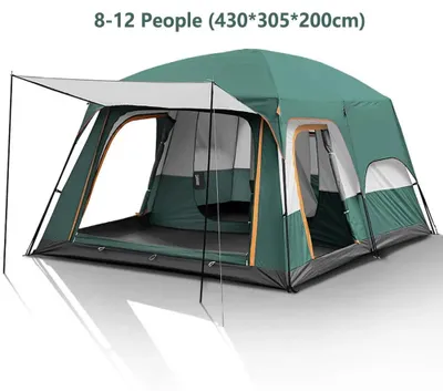 Image de Tente - Tente de camping - Tente familiale - Tente pour groupe - Polyester imperméable - Structure en aluminium - Pour 8 personnes et plus