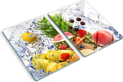 Obrázek produktu pro Kryt varné desky – Kryt na indukční desku – Ochranná skleněná deska – 2x40x52 cm– Skleněné ochranné desky na sporák –Tvrzené sklo –Ovoce a voda
