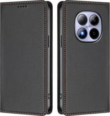 Immagine prodotto di Custodia in pelle per Xiaomi Redmi Note 15 Pro 4G, flip case magnetico in Finto cuoio con supporto Nero
