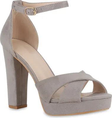 Produktbild von VAN HILL Damen High Heels Sandalette Party Absatz-Schuhe 841365, Farbe: Grau, Größe: 38