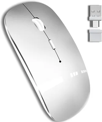 Obrázek produktu pro Bluetoothová bezdrátová myš pro MacBook Pro, notebook, počítač, PC. Optická, nabíjecí, tichá bezdrátová myš s přepínačem duálního režimu. Bluetooth 3 a 2400 MHz, USB