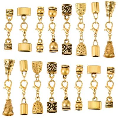 32 Kumihimo-Kordel-Endkappen, Gold, Leder, Karabiner, DIY-Schmuck