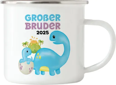 Produktbild von Großer Bruder 2025 Emaille Tasse Baby Neugeborenes Geschwister Familie Liebe Geburt Kleinkind Stolz Geborgenheit