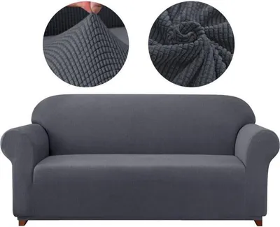Produktbild von 3-Sitzer-Sofabezug - Super Stretch - Dunkelgrau (185-235 cm)