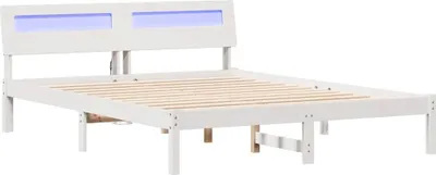 Produktbild von vidaXL Bettrahmen mit Kopfteil Weiß 160 x 200 cm Massives Kiefernholz
