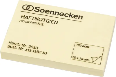 Produktbild von Soennecken Haftnotiz 5813 75x50mm 100Blatt gelb