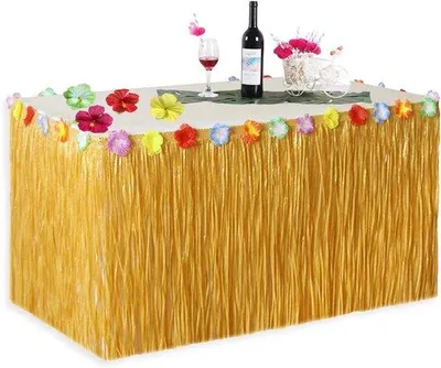 Produktbild von Hawaiianer Tafelrok mit Hibiscus Blumen für Sommerfestlichkeiten - Grasrand - 1 Stück
