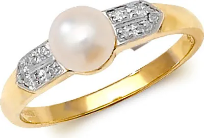 Produktbild von 9 Karat (375) Gold Diamant Damenring Brillant-Schliff H - PK mit Süßwasser-Zuchtperle, 53 (16.9); TRS31652RSM