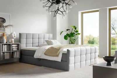 Obrázek produktu pro Manželská postel 180x200 DONIKA s úložným prostorem - světle šedá + topper