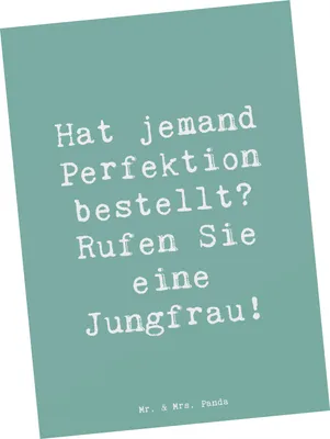Produktbild von Mr. & Mrs. Panda Postkarte Spruch Jungfrau Perfektion - Meeresbrise - Geschenk, Sternzeichen Eigenschaften, Handgefertigt, Geschenke, Liebe zum Detail, Ansichtskarte