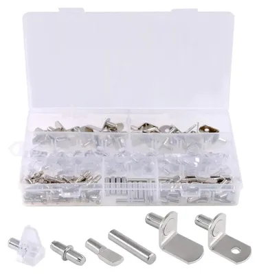 Produktbild von Regalstiftset 160-teilig - Vernickelte Regalhalter - Regalstützstifte - Unterstützung für Möbel - Rostfreier Stahl - Langlebig und Korrosionsbeständig - Regalstützen
