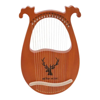 Zdjęcie produktu dla Lira harfa mahoniowy korpus 16 stalowych strun z kluczem do strojenia strun pickup retro instrumenty muzyczne prezent urodzinowy brązowy