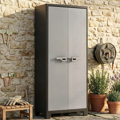 Produktbild von Dmora Außenschrank Oshawa 80x44x182h cm Grau, 4 Regalböden, Flügeltür