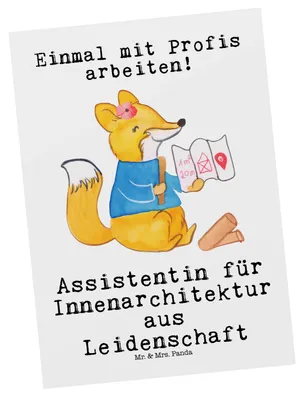 Produktbild von Mr. & Mrs. Panda Postkarte Assistentin für Innenarchitektur Leidenschaft - Weiß - Geschenk, Ansichtskarte, Postkarten, Fotokarte, Grußkarte, Ansichtskarten
