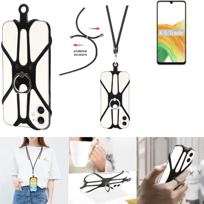 Produktbild von K-S-Trade 3in1 Handykette Handyband Handykordel Halsband Smartphone-Ring Handy-Ring kompatibel mit Samsung Galaxy A33 5G Fingerhalterung Handyring