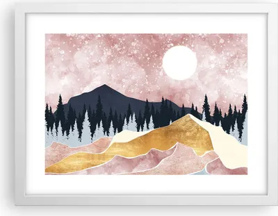Produktbild von Gerahmtes Poster - Weißer Rahmen - Grafik Modern Landschaft - 40x30 cm - Wand Bild - Wanddeko - Wandbilder - Kunstposter - Wandposter - Bilderrahmen - Bilder - Kunstdruck - P2WAA40x30-4832