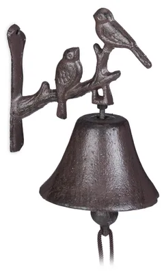 Produktbild von Türglocke Gusseisen Vogelmotiv braun 20x10cm Landhausstil lauter Klang Modell-Nr