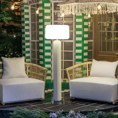Produktbild von LED Außenlampe Solar dimmbar Metall 142.7 cm hoch IP65 Beige Weiß rund warmweiß 3000 K 200 lm Modern