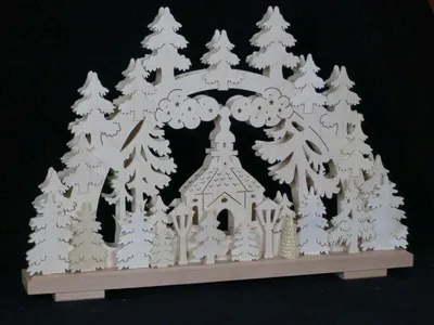 Produktbild von Schwibbogen mit Seiffener Kirche und Beleuchtung BxHxT 50x34x7cm NEU