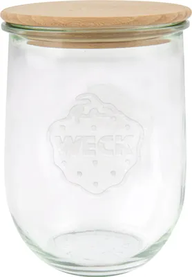 Produktbild von WECK Gläser Tulpenform #745 6 Stück, Inhalt 1000 ml, Vorratsglas mit Holzdeckel