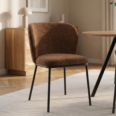 Produktbild von riess-ambiente Stuhl LYON braun schwarz Chenille Metallbeine Esszimmerstuhl