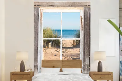 Produktbild von MuchoWow® Fototapete für Wohnzimmer oder Schlafzimmer Wandtapete Vinyl Motivtapete Aussicht - Strand - Meer - 195x300 cm - Das Hintergrundbild