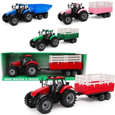 Productafbeelding van Tractor speelgoed - Met aanhanger - Terugtrekaandrijving - Rood - Tractor met aanhanger