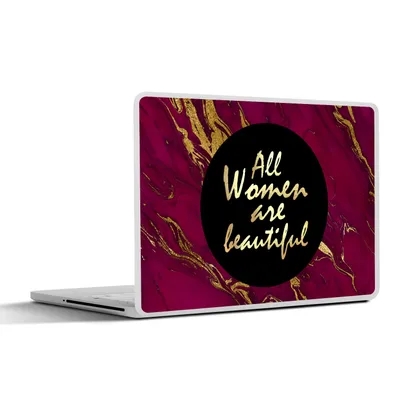Produktbild von MuchoWow® Laptop Aufkleber Sticker Cover Zitat - Frau - Gold - Bordeaux 40x30 cm - Laptop Dekoration - Selbstklebend