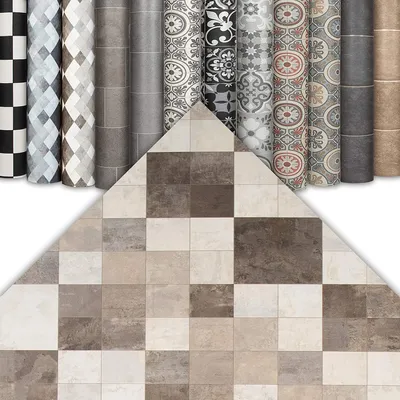 Zdjęcie produktu dla Wykładzina PVC Toscana Sand odporna na ścieranie Wykładzina CV Top Design o wyglądzie płytek 100x100 cm