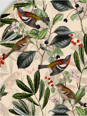 Produktbild von ARTland Wandbild, selbstklebend Vintage Vogel Paradies Garten Größe: 90x120 cm