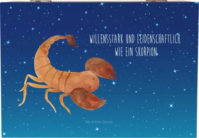 Produktbild von Mr. & Mrs. Panda Box Sternzeichen Skorpion 22 x 15 cm - Sternenhimmel Blau - Geschenk, Schatulle, Geburtstag Oktober, Skorpione, schatztruhe, Erinnerungskiste, November