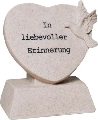 Produktbild von Herz mit Taube "In liebevoller Erinnerung" Grabschmuck