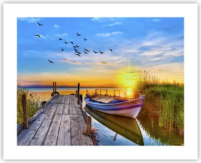Produktbild von Poster - Poster ohne Rahmen - See Boot Wasser - 50x40 cm - Wand Bild - Wanddeko - Wandbilder - Kunstposter - Wandposter - Bilder - Kunstdruck - Wanddekoration - Wandbild - P2XAA50x40-3983