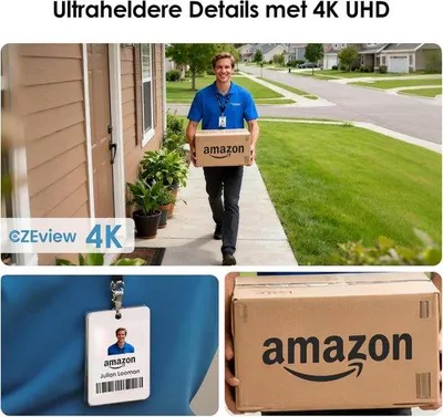 Obrázek produktu pro Venkovní bezpečnostní kamera 4K, 8 MP, bezdrátová, solární, s otáčením o 360°, detekcí pohybu, nočním viděním, vodotěsná, bílá