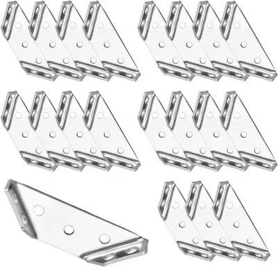 Image de Fixations en acier inoxydable pour meubles en bois - Pinces de fixation argentées pour meubles en bois