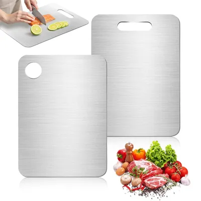 Imagen del producto de Juego de 2 tablas de cortar de acero inoxidable