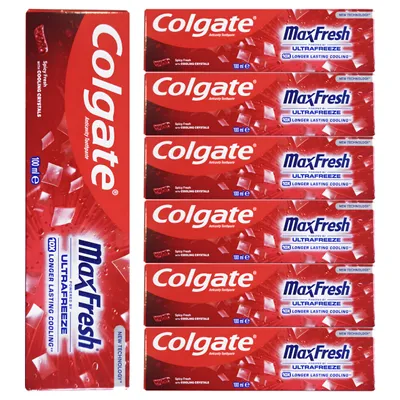 Produktbild von Colgate | Max Fresh Spicy Fresh – Zahnpasta – 100 ml – 7 Stück – Mit Menthol & Frischekristallen – Für ein sauberes und belebendes Mundgefühl