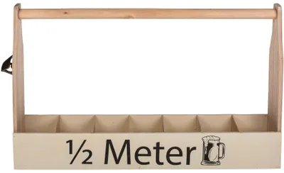 Produktbild von Flaschenhalter Bierträger Flaschenträger aus Holz für 7 Flaschen mit Flaschenöffner »1/2 Meter Bier«