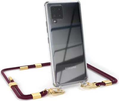 Produktbild von EAZY CASE Handykette für Samsung Galaxy A42 5G, Transparente Silikonhülle mit Band, Clear Case, abnehmbar in  Rot