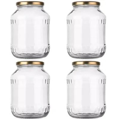 Produktbild von MIKONI Gurkenglas 2,5 L | 4 STÜCK | Gold Deckel | Einweckgläser, Einmachgläser, Vorratsgläser, 2500ml, Einmachglas, Sturzgläser, Gurkengläser