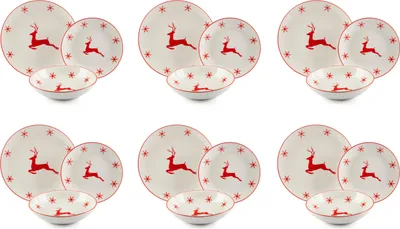 Obrázok produktu pre 18-dielny jedálenský servis Excelsa Nordic Christmas z bieleho porcelánu