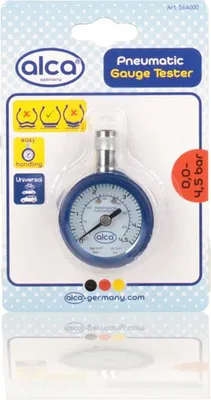 Image de alca® Testeur de pression des pneus Manomètre Système de contrôle pour pneus jusqu'à 4,5 bars Testeur de pression avec fonction mémoire Valve Schrader Voiture