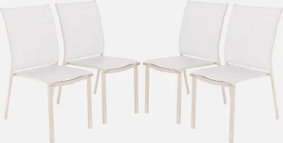 Immagine prodotto di Set 4 sedie da giardino impilabili in alluminio e textilene, Beige