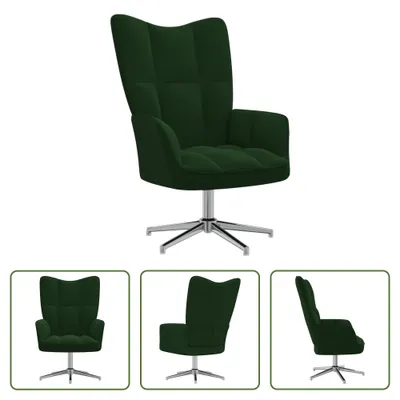Image de The Living Store Fauteuil relax vert foncé velours